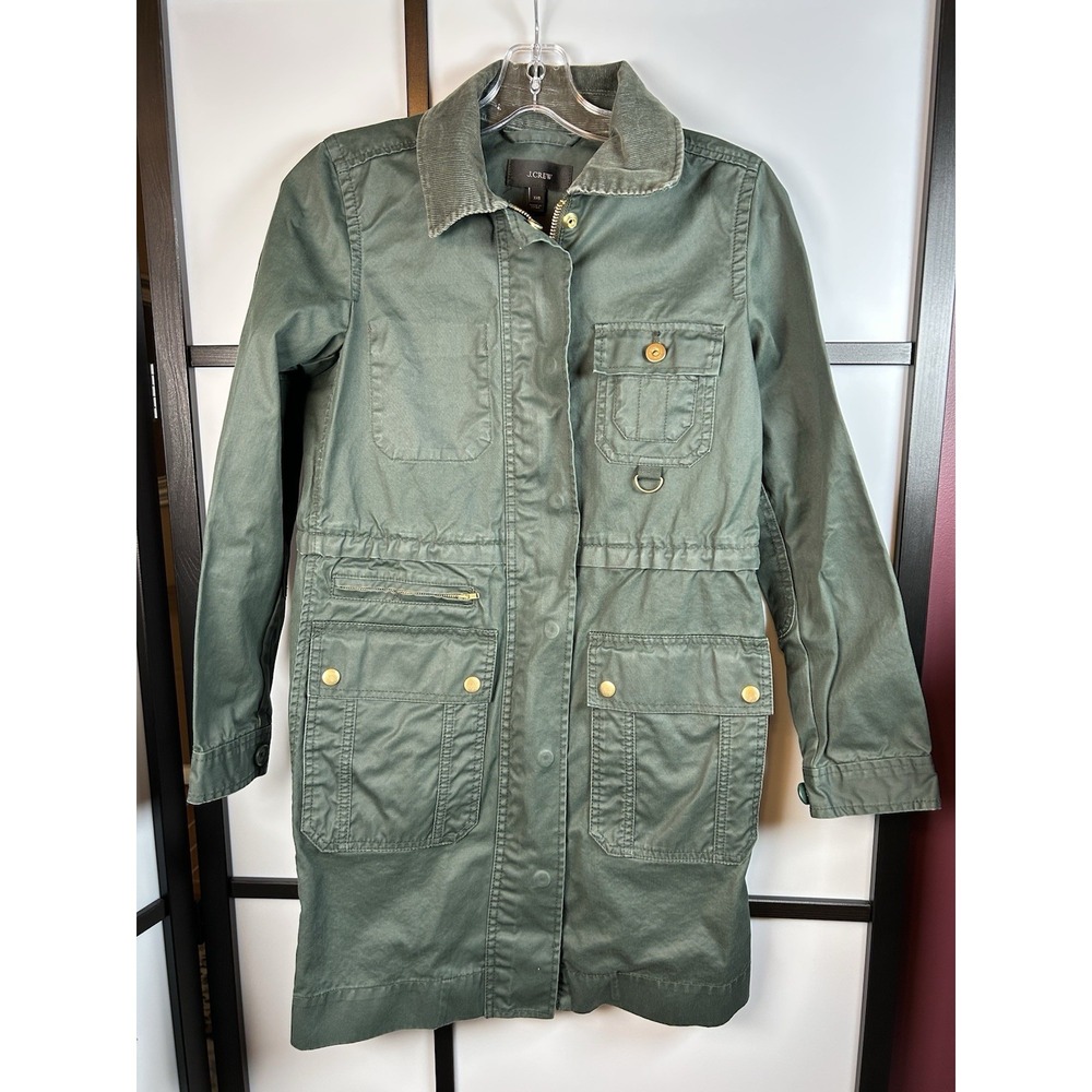 J CREW Women's Size XXS Perfect Lightweight Rain Field Jacket Green